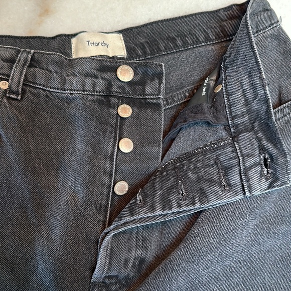 TRIARCHY jeans high waist baggy straight leg NWT dark grayish - Picture 7 of 11